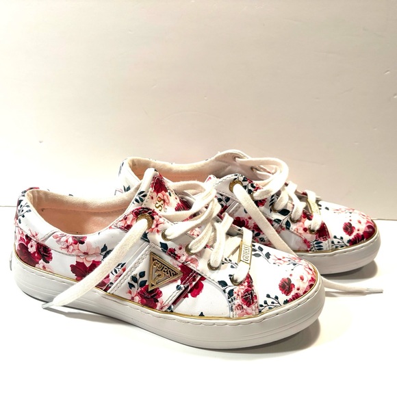 Guess Shoes - Guess Floral White and Pink Sneakers, women’s, Sz 8.5
